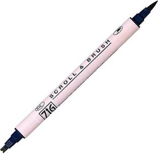 Zig ARTIST , STUDENT The ZIG Memory System Scroll and Brush Pens are versatile in use as they possess a notched scroll tip for calligraphy writing and a flexible brush tip for rubber stamping and brush lettering. Nib Sketch Pen
