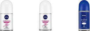 NIVEA WHITENING SMOOTH SKIN ROLL ON 25 ML & PROTECT CARE ROLL ON 25 ML Each Deodorant Roll-on - For Men & Women (75 ml, Pack of 3) Deodorant Roll-on  -  For Men & Women