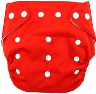FABLITTLE RED WASHABLE REUSABLE ADJUSTABLE BUTTON DIAPERS - S - M