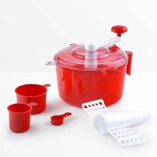 THEODORE Automatic Non Electric Dough Maker Machine Atta Maker Dough/Atta Maker Machine with Measuring Cups Must for Chapati, Paratha, Tandoori Making (RED) Plastic Continuous Dough Maker