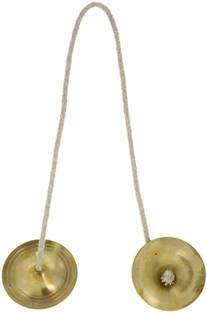 mPix 100% Brass (Pittal) Handmade Brass Manjeera/Manjira Pair with Straps Kartal Instrument