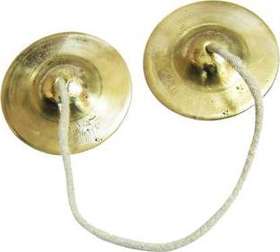 mPix Manjeera/MANJIRA BRASS PAIR WITH White COTTON STRING INDIAN MUSICAL INSTRUMENT Kartal Instrument