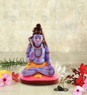 HOUZZPLUS Handicraft Clay Art Shiva Idol/Shiv ji Murti for Home Decor & Home Temple Decorative Showpiece Decorative Showpiece  -  13 cm
