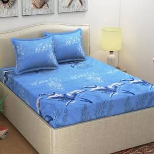ZESTUREE 135 TC Microfiber Double 3D Printed Flat Bedsheet