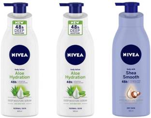 NIVEA Aloe Hydration & Smooth Milk Body Lotion 400 ML (Pack of 3)
