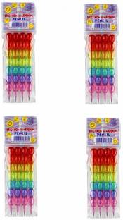 Crazycute Rainbow Multi Color Brick Non-Sharpening Stack Pencil Set for Kids (Pack of - 4) (1 Pack - 4 Pencils) (1 Pencil - 7 Nibs ) for Return Gift Designer Stylish Pencil Pencil