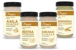Origenz Premium Amla, Reetha, Shikakai, Bhringraj Powder for Healthy Hair, Pack of 4