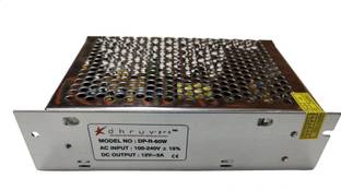 DHRUV-PRO DHRUV-PRO Led Indicator 12 Volts / 5 Amp DC Output Power Supply High Quality Metal Case Type Power LED Driver Power Supply Adaptor for CCTV Camera AC Input 100/240vAC 60 Watts PSU