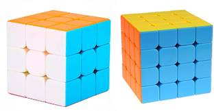 hinik Combo of Sticker less 3x3x3 and 4x4x4 Cube