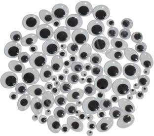 imtion ( 200 Googly Eyes ) Mix Size Craft Making googli Eye Stuffed, Soft Toys, Dolls, Artistry Google Eye 200 pcs (5 Different Sizes, Black and White) Craft Decoration Work-Black;White