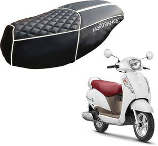 MOTOTRANCE PU Leather Designer Scooter (MTSC-303-BLWH) Single Bike Seat Cover For Suzuki Access 125