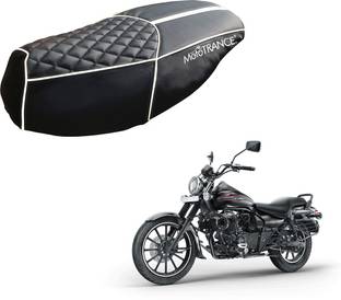 MOTOTRANCE PU Leather Designer Scooter (MTSC-303-BLWH) Single Bike Seat Cover For Bajaj Avenger 150