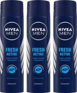 NIVEA MEN Deodorant, Fresh Active, 150ml Deodorant Spray  -  For Men