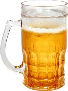 Triangle Ant Food Grade Plastic Fake Beer Mug with Freezing Gel, Double Wall Gel Frosty Freezer Mug Glass Beer Mug