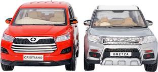 Miniature Mart Carbon Fiber Made Set of 2 Look Like Cars , Crysta & Brezza Toy Cars For Kids (Combo Offer)