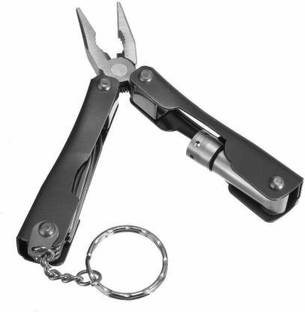 Ubod 9 in 1 Micro Plier Tool Kit LED Flash Light Knife Blade Cutter Key Ring Multi Utility Plier