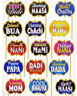 Rozi Decoration 825 Family Party Photo Props - Relationship & Family Get Together Special | Wedding Birthday - Set of 15 Photo Booth Board