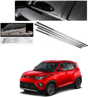PECUNIA Chrome Lower Window Chrome Garnish Trims (Set Of 4) Z118 Matte, Glossy, Chrome Mahindra KUV100 Side Garnish