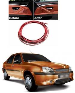 PECUNIA New 5M Red Moulding Trim Strip Car Door Edge Scratch Guard Protector Cover Strip Roll C62 Car Beading Roll For Grill and Garnish Cover