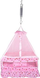 132 Baby's Hanging Swing Cradle with Bedding Set, Mosquito Net and Spring