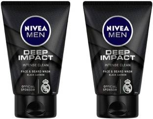 Nivea Men Men Deep Impact Intense Clean Face & Beard Wash 100 ml (Pack of 2) #9 Face Wash