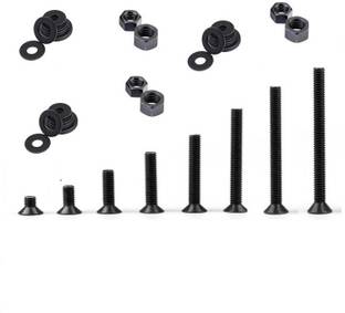 RPI SHOP Nut & Bolt Set M3 Allen CSK Screw Set of 8 Size (6mm, 8mm, 10mm, 12mm, 15mm, 20mm, 25mm, 30mm) Each 25 Pcs, With 200 pcs Nut & 200 Pcs Washer, Pack Of 600 Pcs