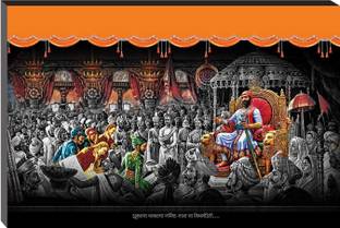 Masstone Chatrapati Shivaji Darbar Maharashtra Religious Self Adhesive MDF Painting Digital Reprint 18 inch x 12 inch Painting