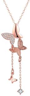 Shining Diva 18k Rose Gold Plated Crystal Butterfly Chain Pendant Chain Gold-plated Cubic Zirconia Crystal Pendant
