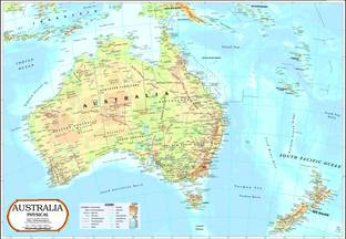 Australia Physical Map Photographic Paper