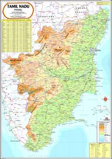Tamil Nadu Physical Map Photographic Paper