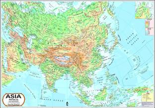Asia physical Map Photographic Paper