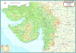 Gujarat Physical Map Photographic Paper