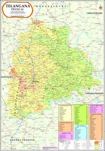 Telangana Physical Map Photographic Paper