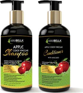 MaxBella Apple Cider Vinegar No Paraben & Mineral Oil Hair Shampoo 300ml & Apple Cider Vinegar No Paraben & Mineral Oil Hair Conditioner 300ml-for Men and Women Combo