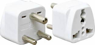 wroughton AX_484 Pack of 2 Universal Traveller Conversion Plug 3 Pin Socket Worldwide Adapter, Convert UK/US/EU/AU to India Power Adaptor 6 Amp Three Pin Plug