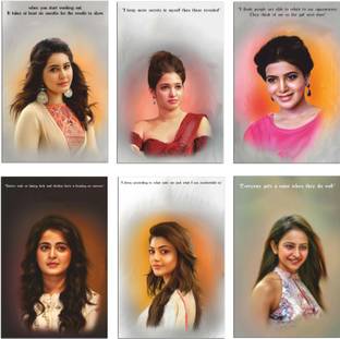kajal poster,raashi khanna poster,rakhul preet poster,samantha poster,sweety poster,tamanna poster,bollywood poster Paper Print