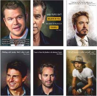 Robert downey jr poster,tom cruise poster,paul walker poster,pierce brosnan poster,jonny depp poster,matt damon poster Paper Print
