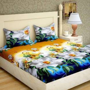 ZESTUREE 135 TC Microfiber Double 3D Printed Flat Bedsheet