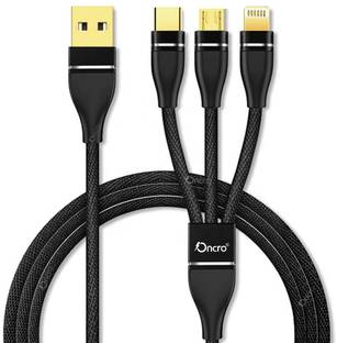 ONCRO Power Sharing Cable 1.2 m 3 amp 3 in 1 Cable Nylon Braided Fast/Rapid/Super Charging Cable for Micro USB, & Type C Devices. 3.3 ft Compatible with Maximum Devices Power Sharing Cable ( No Data transfer)
