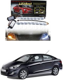 PECUNIA Daytime 16 LED Crystal Sequential DRL Running White with Yellow Turn Signal Light XC98 Headlight Car LED for Hyundai (12 V, 24 W)