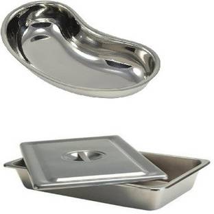 Agarwals ™ Kidney Tray 10" & Instrument Tray 12*10 With Lid(Set Of 2) Reusable Medical Tray