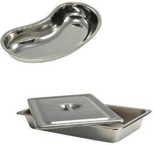 Agarwals ™ Kidney Tray 10" & Instrument Tray 8*6 With Lid(Set Of 2) Reusable Medical Tray