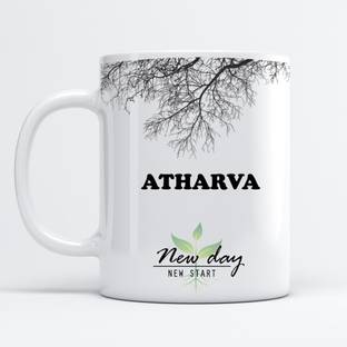 Beautum Atharva Printed New Day New Start White Name Model No:NDNS002431 Ceramic Coffee Mug