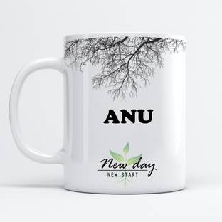 Beautum Anu Printed New Day New Start White Name Model No:NDNS001697 Ceramic Coffee Mug