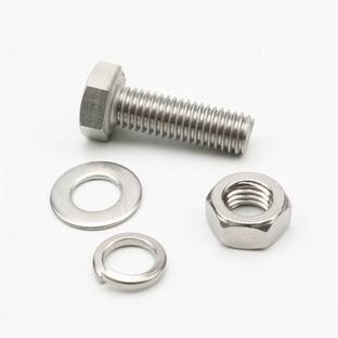 RPI SHOP Nut & Bolt Set 200 Pcs Set, M5 x 45mm Hex Head Screws, Hex Head bolt With Nut & Washer, Zinc-Coated (50 Pcs Each)