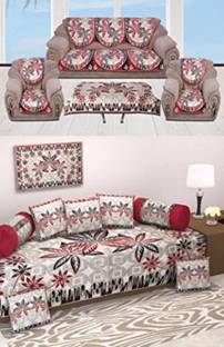 shopgallery Chenille 3+1+1 Seater Sofa Floral Cover