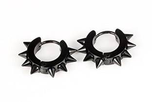 Black pearl Collections Black Spike Trendy Magnetic Hoop Earring Metal Hoop Earring