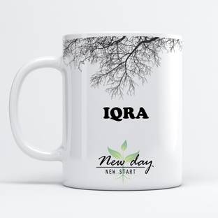 Beautum Iqra Printed New Day New Start White Name Model No:NDNS007348 Ceramic Coffee Mug
