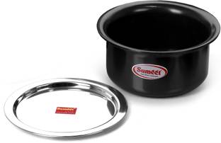 Sumeet 3mm Thick Hard Anodised Big Size Tope with S.S. Lid Size No.15 (3.5LTR) (24.7Cm Dia) Cookware Set