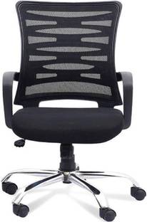 Finch Fox Medium Back Ergonomic Desk Mesh Chair in Black Colour Fabric Office Arm Chair